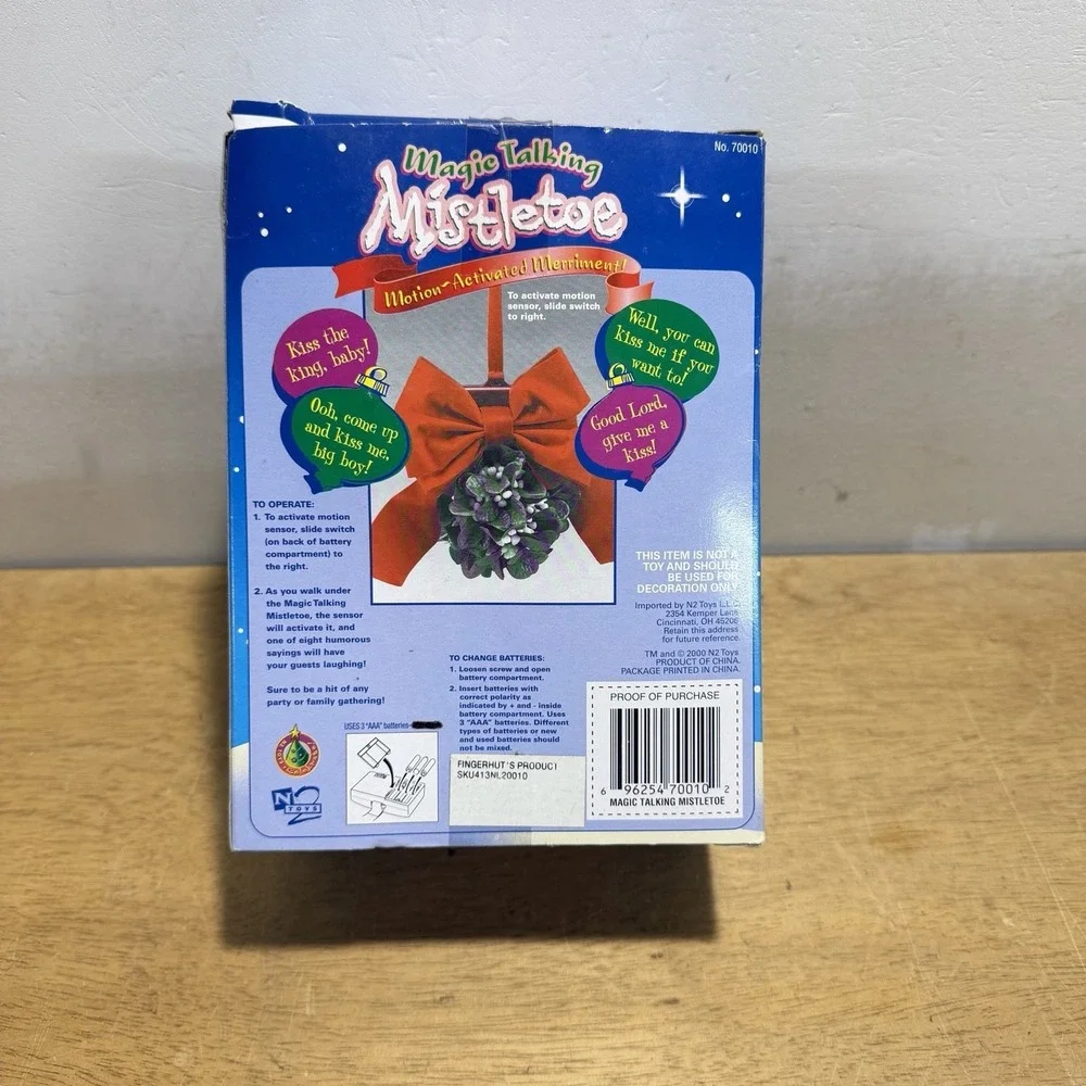 Magic Talking Mistletoe Animated Christmas Ornament Decoration N2 Toys 2002‎ New